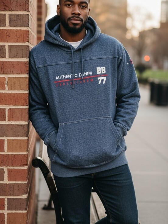 Bugle Boy Other - Vintage Bugle Boy Navy Blue 'Authentic Denim' Hoodie